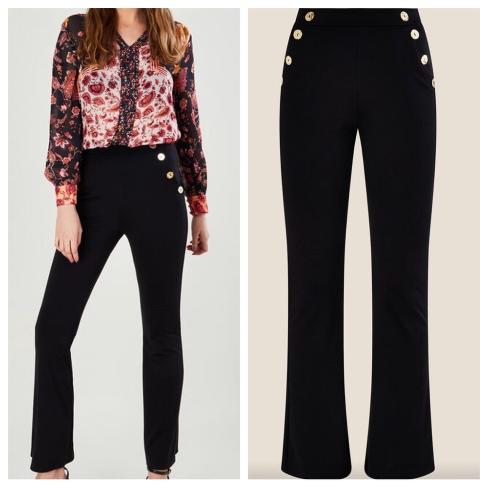 Chic Premium Knit Crepe 6 Button Taylored Pants